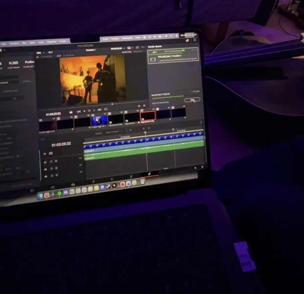 DaVinci Resolve åbent under en redigering
